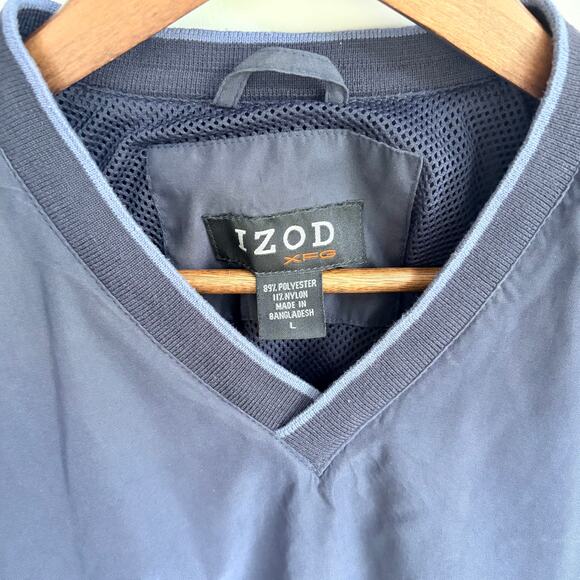 IZOD XFG Dark Blue Men's Large Pullover Jacket Nylon Golf Pockets - Picture 5 of 6